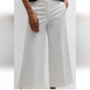 Theory Women's Off White Cropped Wide-Leg Dressy Pants Size 30 Business Casual